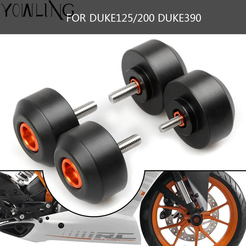 

High quality For KTM DUKE 125 200 390 Motorcycle Front and Rear Fork Wheel Frame Slider Crash Pads Falling Protection 6mm 8mm