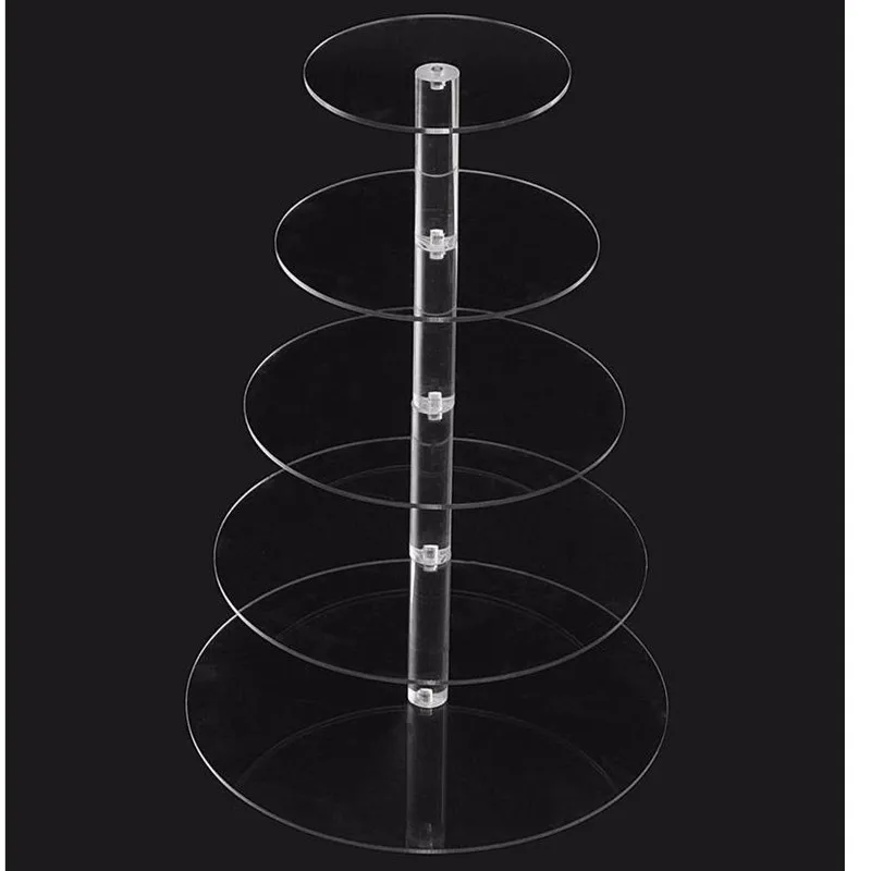 Акриловая подставка для торта, для свадьбы, дня рождения, вечеринки, Декор, круглая чашка, держатель для кексов, события, десерт, сахарные изделия, демонстрационные подставки, Прямая поставка - Цвет: 5 tiers