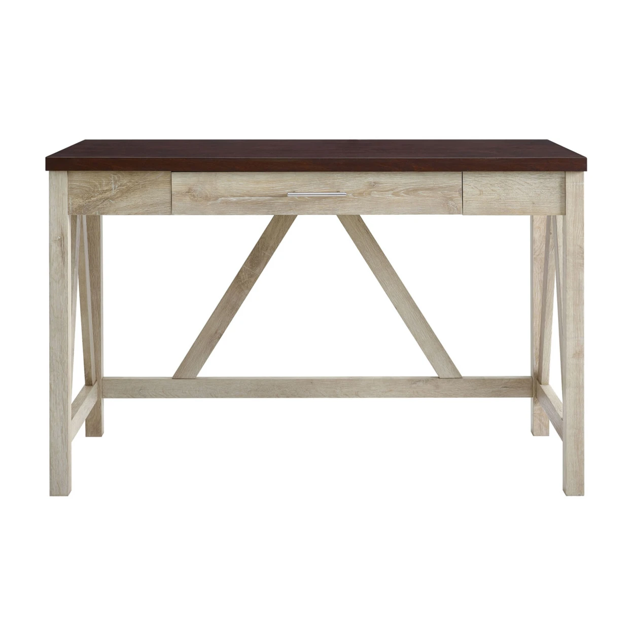 

WE Furniture 46" A-Frame Desk, White Oak Base/Traditional Brown Top