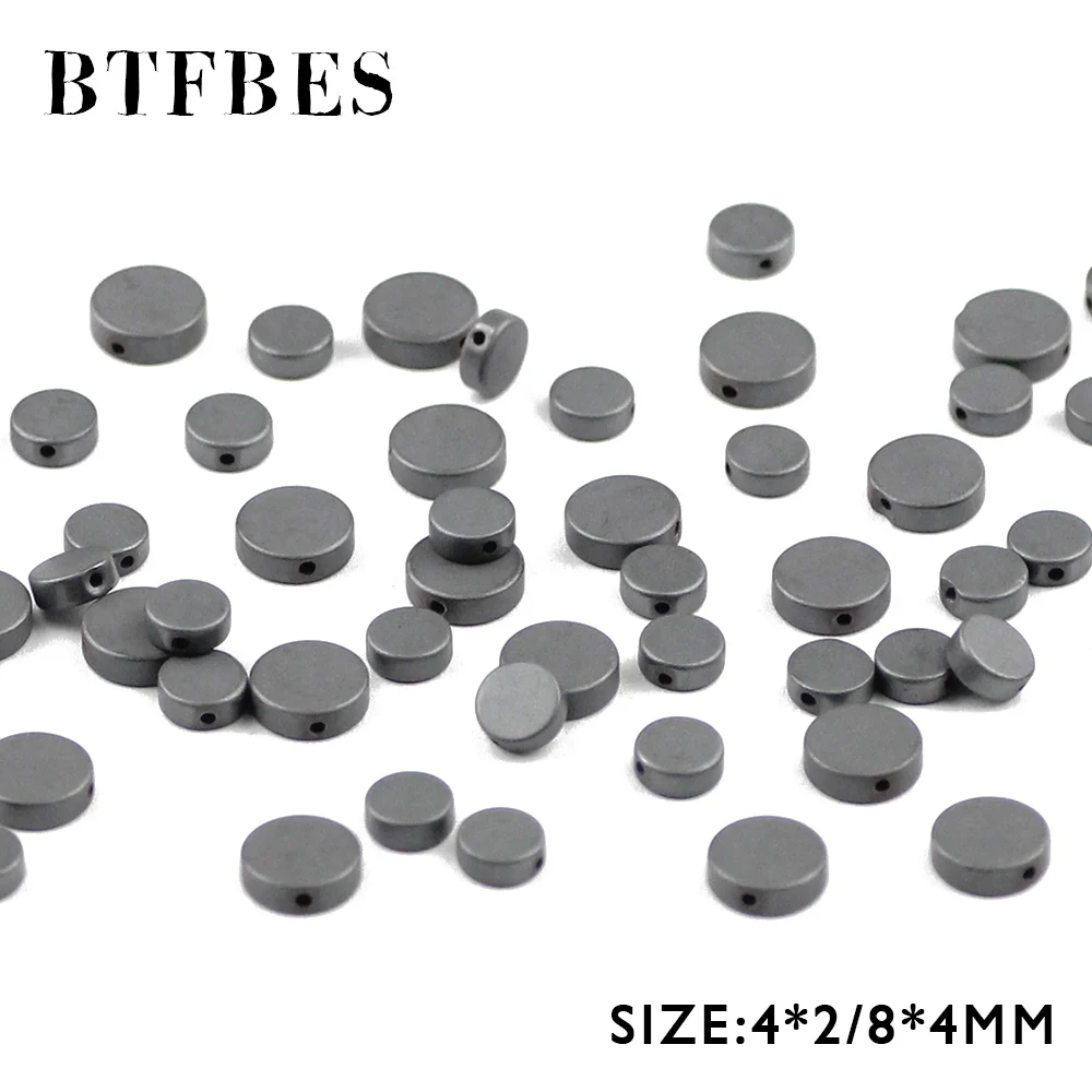 Матовые черные гематитовые бусины BTFBES для монет магнитный натуральный камень 6/8