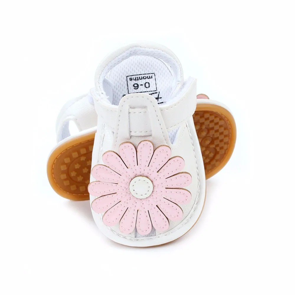 Мягкие сандалии для девочек летние красивые дети принцесса плоские сандалии с цветком зеленый белый розовый обувь для новорожденных
