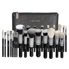 YAVAY 25pcs Original Pro Luxury Artist Makeup Brush Set Goat Hair Synthetic Hair Cosmetics Brushes With PU Leather bag Case