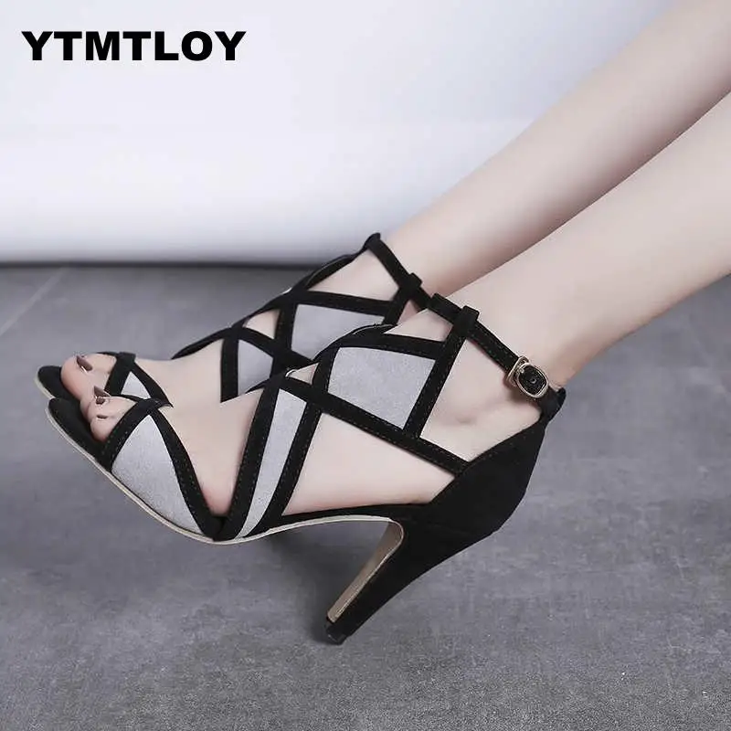 Size 35-42 Hot Sandalia Feminina Summer Gladiator High Heels Peep Toe Sandals Casual Shoes Woman Waterproof Platform Sexy 9