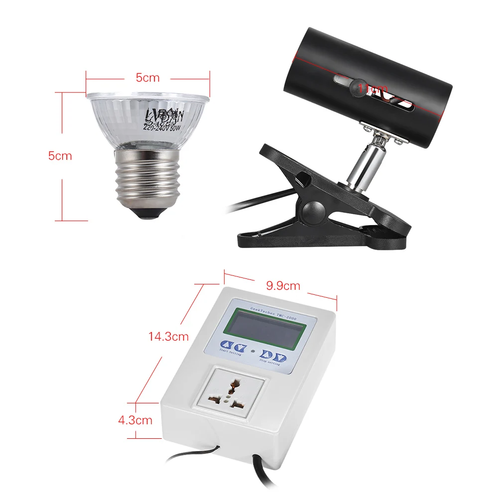 3 шт. 50 Вт/100 Вт Нагревательный светильник для домашних животных, лампа с регулятором температуры, умный термостат для черепах, рептилий, питомцев