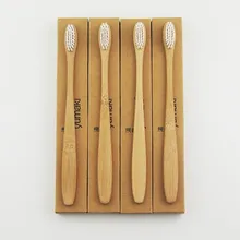 4 шт. очень тонкая ручка белый бамбук Зубная щётка дерева Новинка бамбука мягкой щетиной головчатого бамбуковое волокно деревянной ручкой