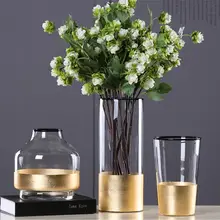 Стеклянная ваза скандинавские гальванические золотые вазы стеклянные цветочные вазы сушеные Цветочные Бутылки Бар Ресторан домашний Декор Рождественский подарок