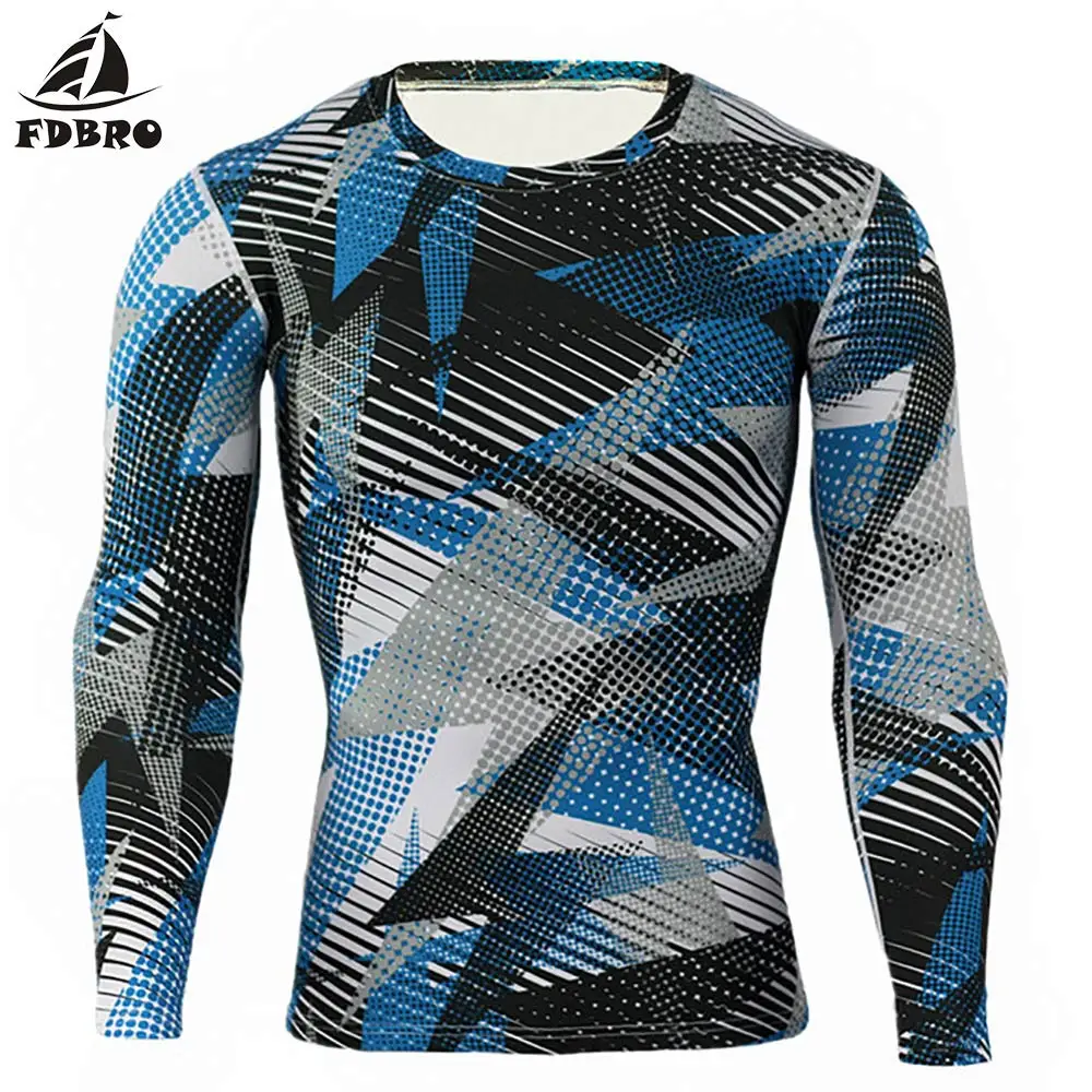FDBRO мужские спортивные и спортивные камуфляжные колготки для верховой езды дышащие и быстросохнущие футболки компрессионная одежда футболка - Цвет: 11