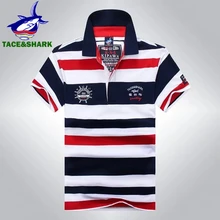 Бренд TACE& SHARK, высокое качество, мужские Поло, Homme, модные, повседневные, в полоску, с вышивкой, рубашки, Акула, тонкие, Camisa, поло, Мужская одежда