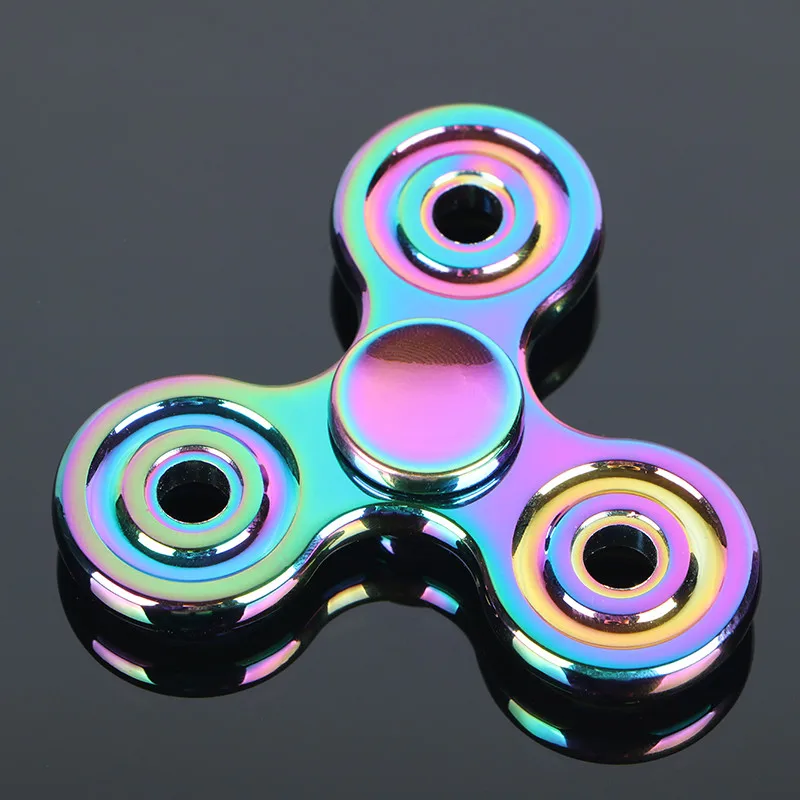 Colorful Circular Tri Spinner Fidget Toy metal Hand Spinner For Autism And ADHD Children Adults Focus