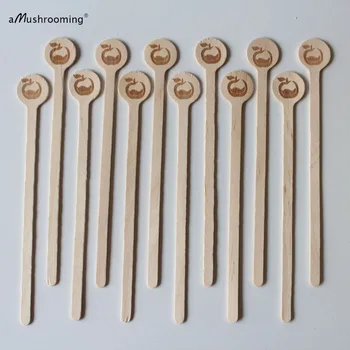 

15cm Customized Engraving Logo or Letters Cafe Disposable Wooden Coffee Stirrers Beverage Stirrers