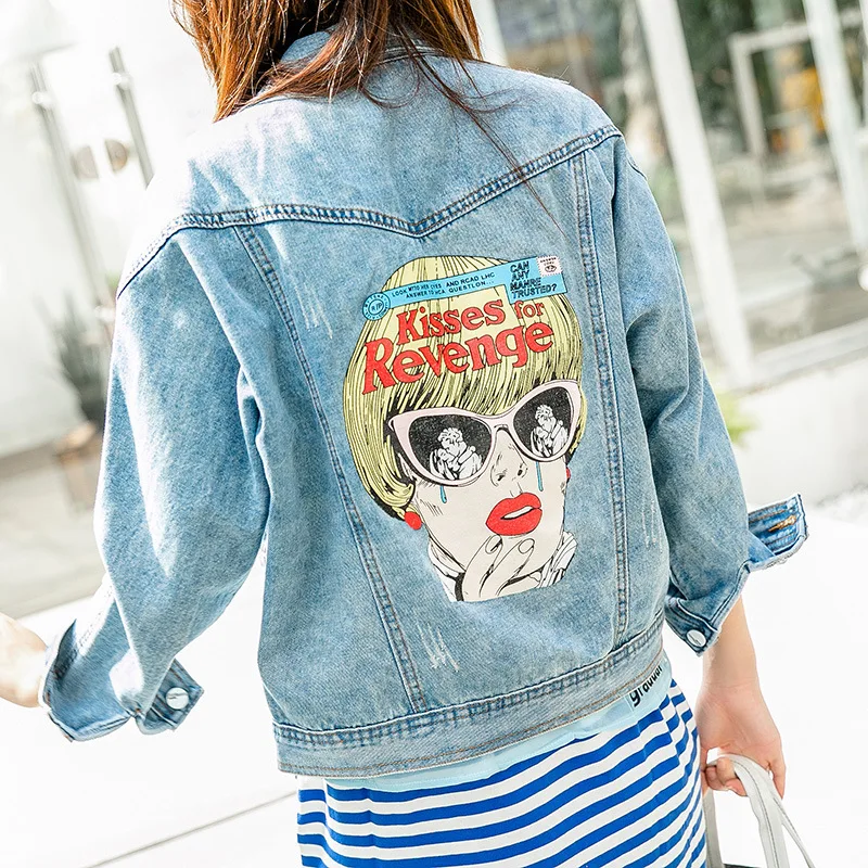 

Brand Women Basic Coats Spring Autumn Denim Jacket Vintage Long Sleeve Loose Female Jeans Casual Girls Outwear 2018