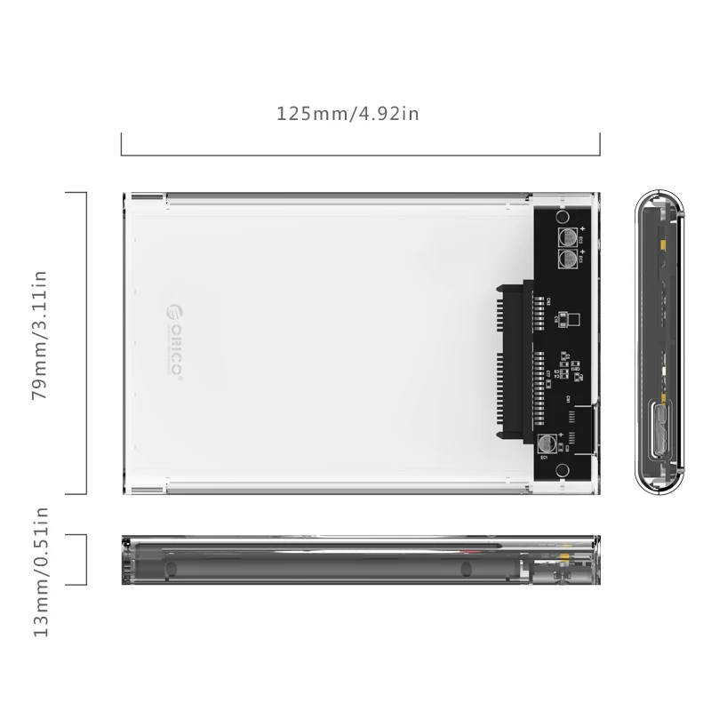 ORICO 2139U3 корпус жесткого диска 2,5 дюймов прозрачный USB3.0 корпус жесткого диска поддержка UASP протокол