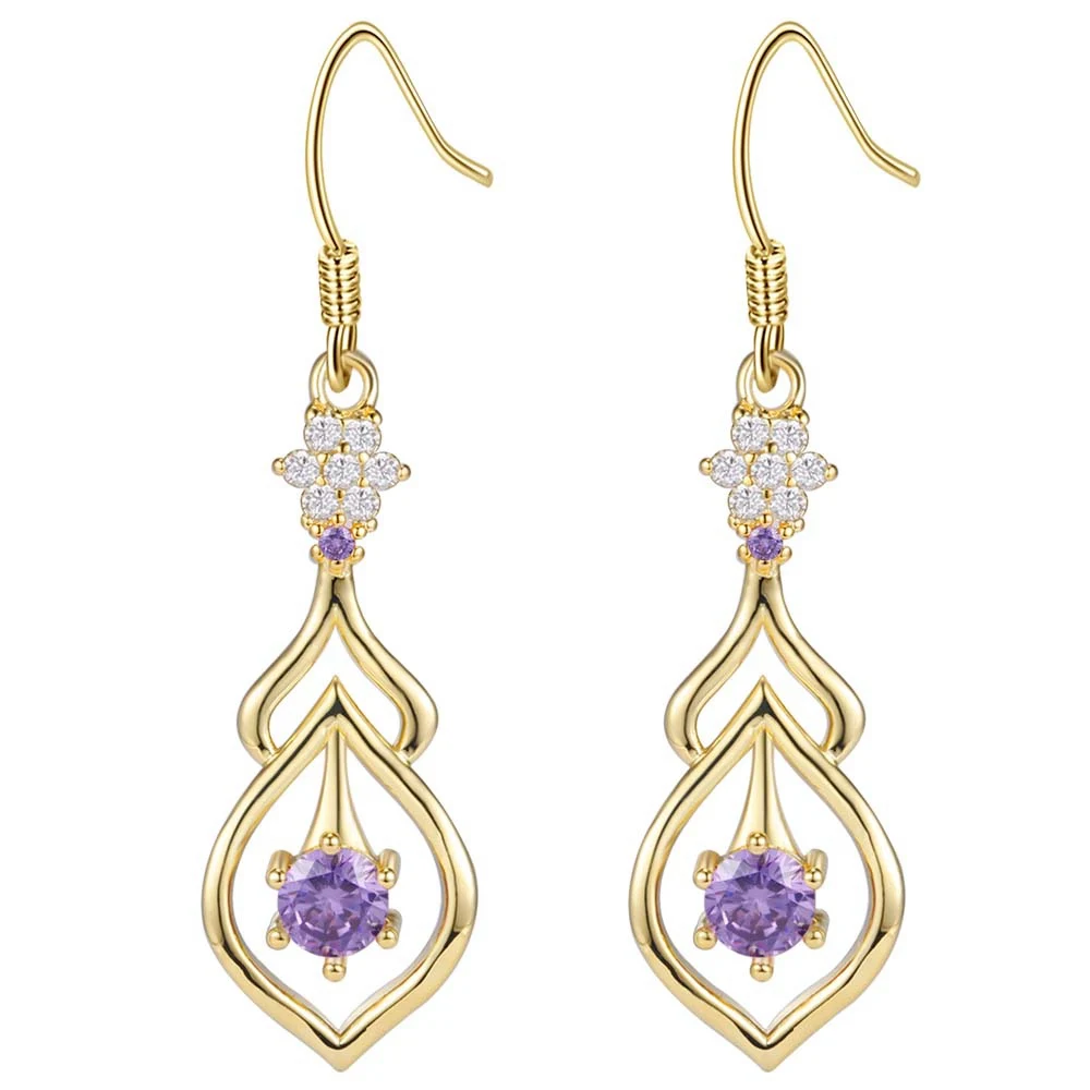 purple zircon leaf high quality Silver Earrings for women fashion