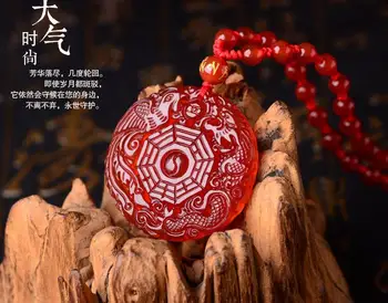 

Natural Red Agates Pendant Necklace Yin Yang Pendant Female Dragon And Phoenix TaiChi Bagua Men Crystal Jades Jewelry Pendant