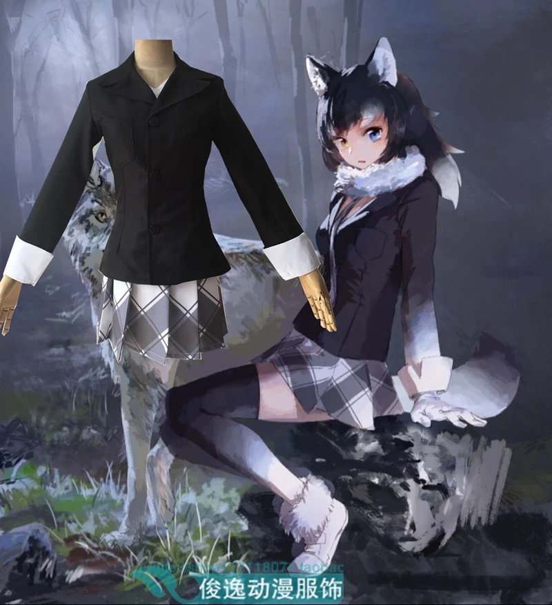Japanese Anime Kemono Friends Cosplay Wolf Cos Halloween Party Girls Uniform Costume Tops Skirt Tie Headdress Gloves Anime Girl Costume Costumes Halloween Costumesjapanese Anime Halloween Costumes Aliexpress