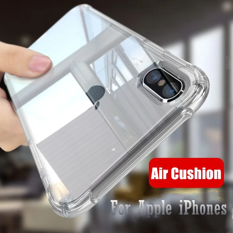 

Luxury Anti-knock TPU Transparent Case For iPhone X 6 6s 7 8 Plus 10 Silicone Soft Back Phone Cases Cover For iPhone 7 8 X case