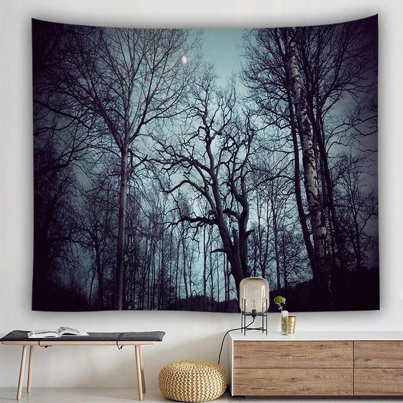 wild woodland tapestry nature scenery wall hanging decoration trees forest tapiz modern farmhouse decor
