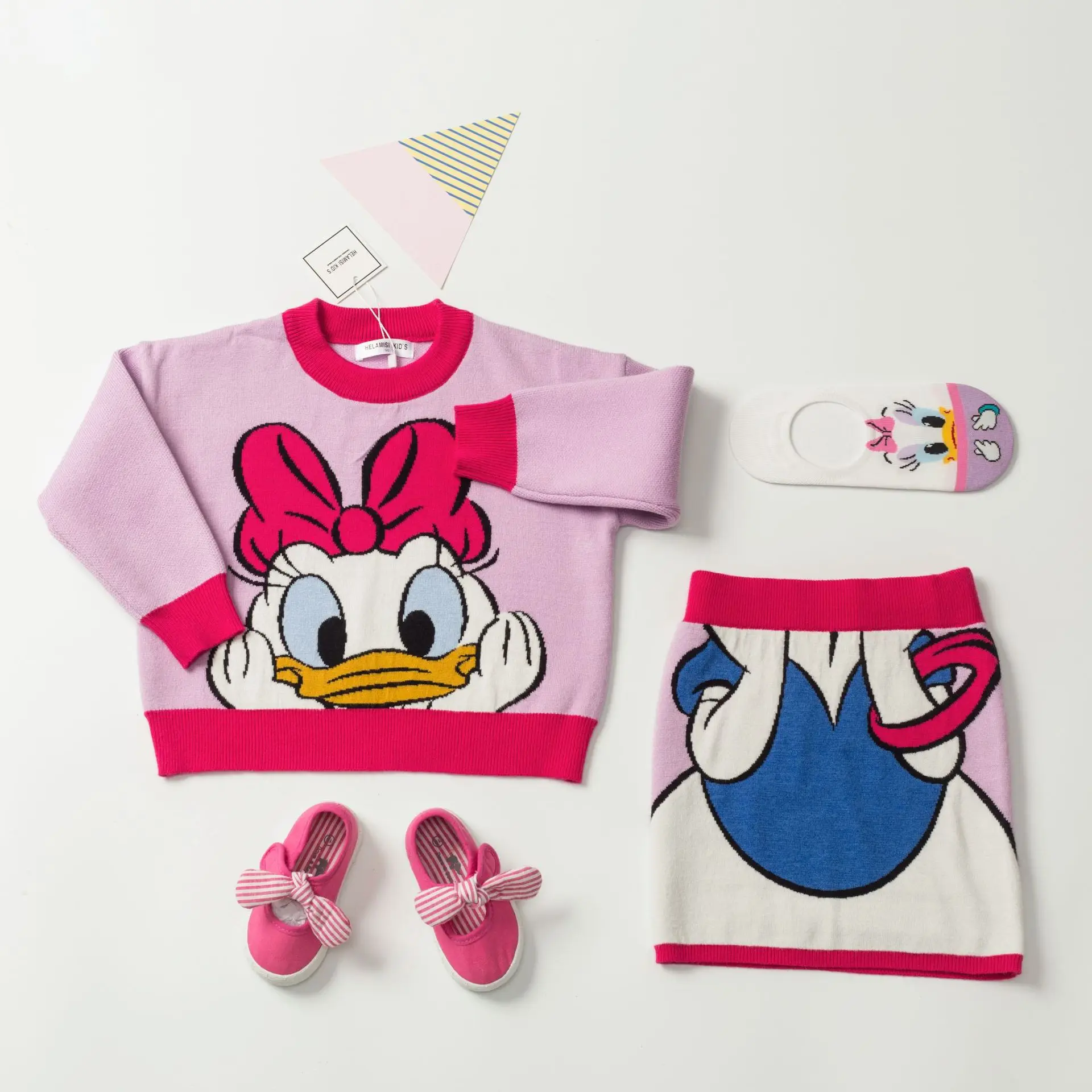 

baby girls clothing set knitting sweater & skirt cartoon pattern sweet kids clothes set