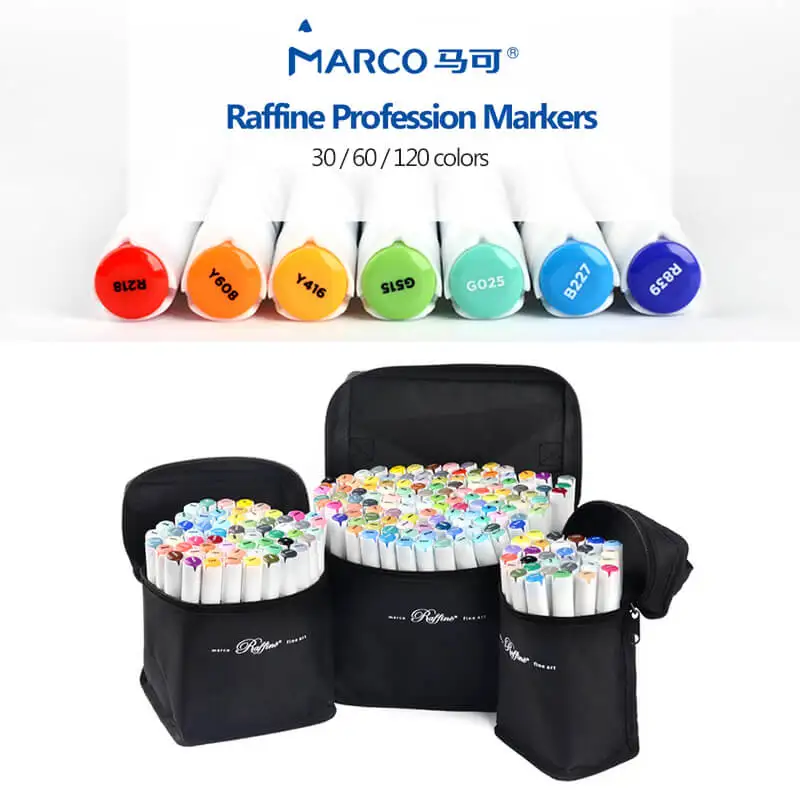 Marco Raffine 30/60/120 Colors Alcohol Based Professional Art Markers