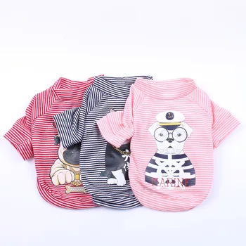 

Striped Dog Pet Shirt Vest Doggie Design Cat Puppy Solid Pajamas T-Shirt Spring/Summer Clothes