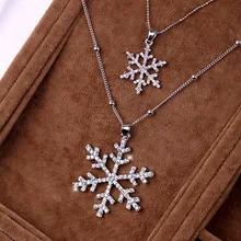 Красивое серебряное Кристальное колье с кулоном в виде снежинки и кулоны, Ювелирное Украшение, снежный цветок, ожерелье для женщин, ювелирное изделие SanLan
