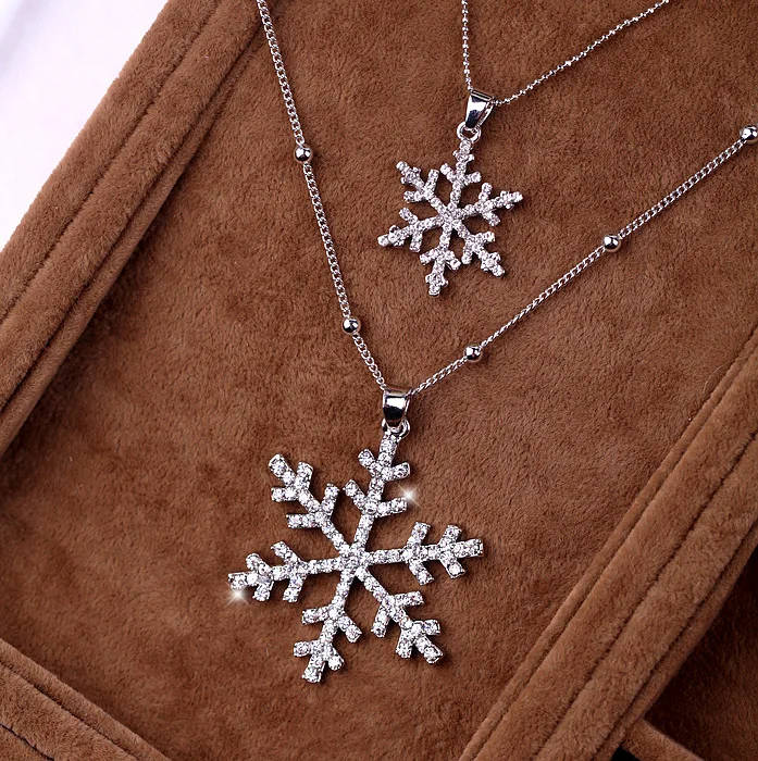 Buy Beautiful Silver Crystal Snowflake Necklaces