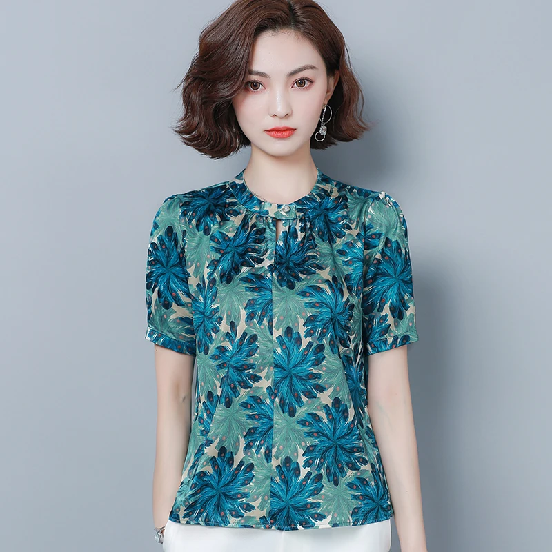 

Korean Fashion Silk Women Blouses Satin O-Neck Pink Women Shirts Plus Size XXXL/4XL Blusas Femininas Elegante Ladies Tops