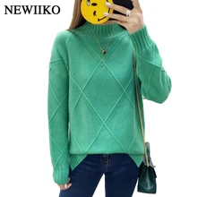Fashion women's new Autumn winter Turtleneck sweater big size Hemp flowers pattern solid color Loose Thick Warm knitwear sweater