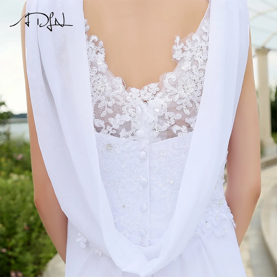 ADLN шифоновое свадебное платье с рукавом-крылышком размера плюс с v-образным вырезом с аппликацией из бисера с блестками Длинные пляжные свадебные платья robe de mariee