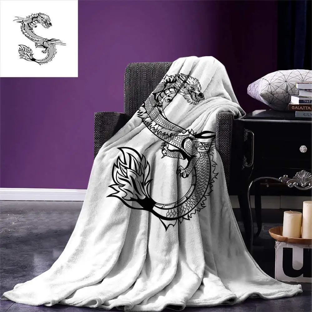 Japanese Dragon Throw Blanket Ancient Far Eastern Culture Esoteric