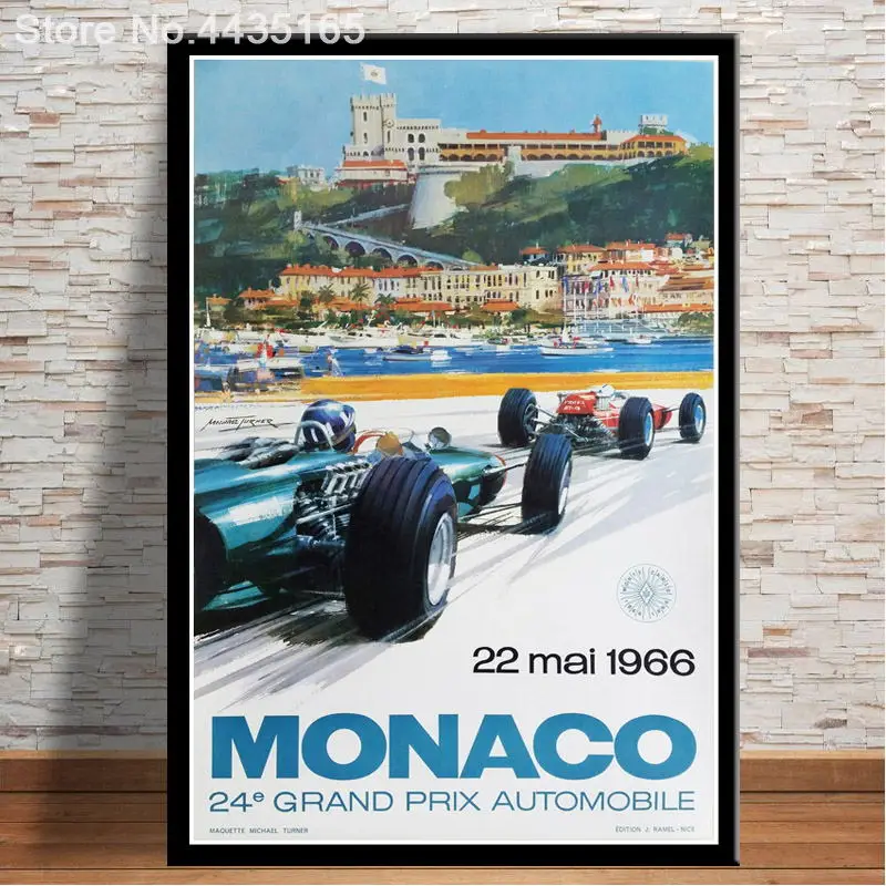 Плакаты и принты 1966 Монако Grand Prix Classic Motor Racing Art Silk Print Home Decor 24x36 27x40 дюймов