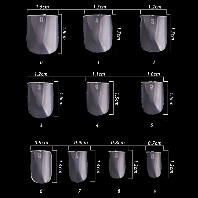600 шт./лот, 10 размеров, короткий гроб, прозрачные накладные ногти для салона, сделай сам, УФ-лак, прозрачные акриловые накладные ногти, искусство, обнаженные маникюрные инструменты