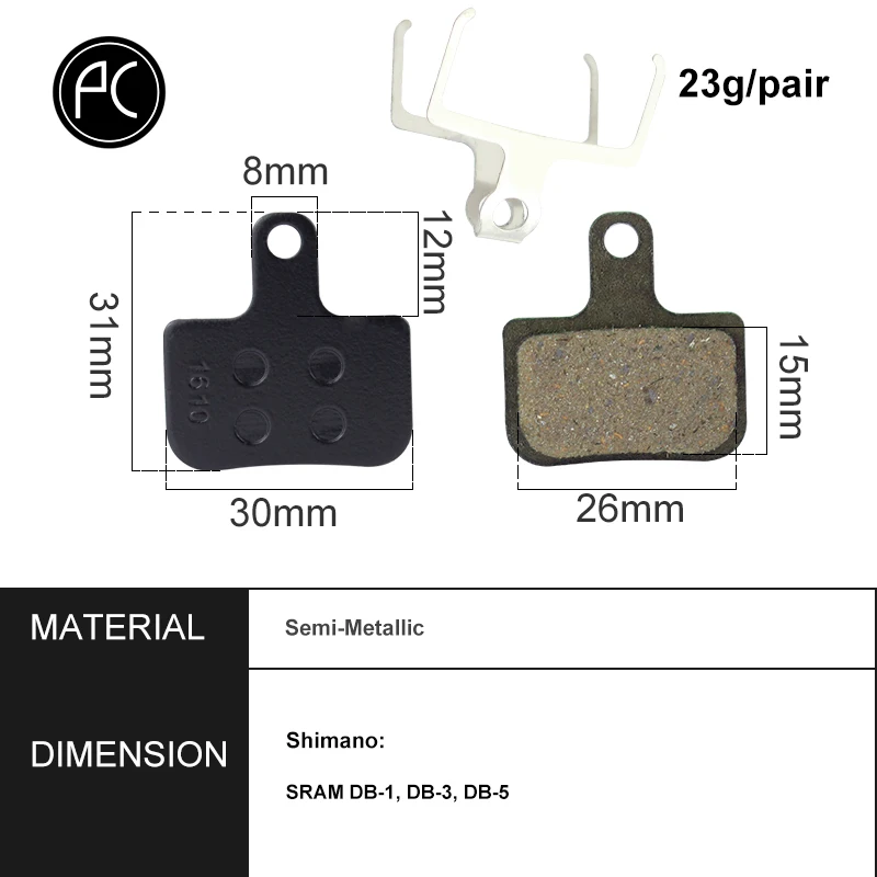 PCycling 4 пары Велоспорт горный велосипед дисковые Тормозные колодки для SRAM DB-1, DB-3, DB-5 гидравлическая подвеска полуметаллическая полимерная тормозная колодка