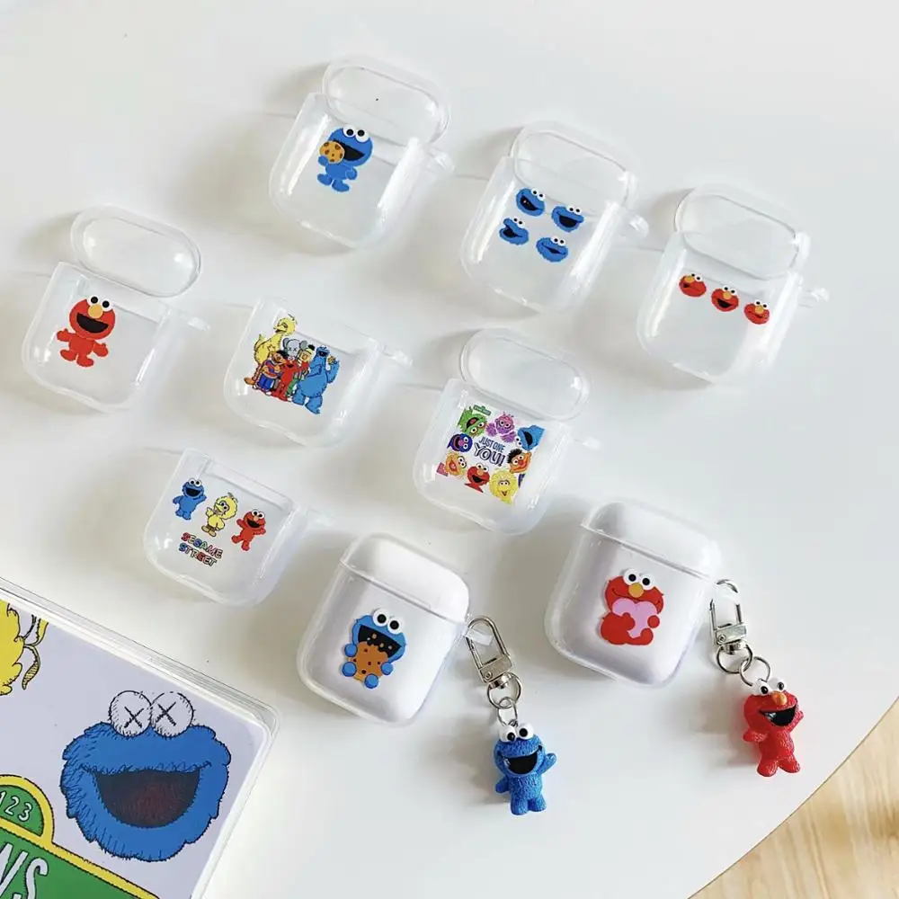 

Cartoon Sesame Street Elmo Cute Earphone Case for Apple Wireless Bluetooth Headset Airpods Silicone Cover Air pods 2 Accessories