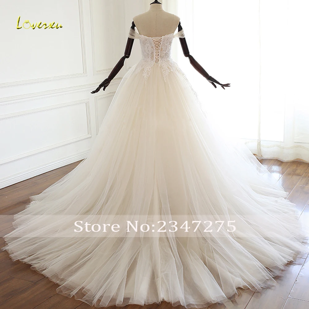 Loverxu Vestido De Noiva Лодка шеи линии свадебное платье 2019 Элегантные аппликации из бисера суд Поезд винтажное свадебное платье плюс Размеры