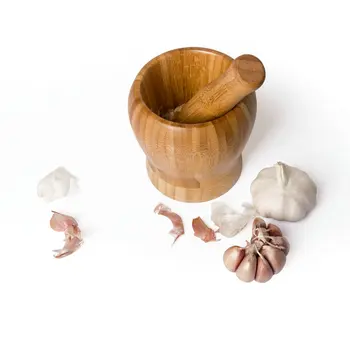

Kitchen Bamboo Garlic Pot Salt And Pepper Grinder Hand Movement Wood Mashed garlic Pepper Mill Ceramic Grinding Cord Tools