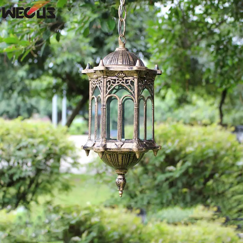 Europe outdoor hang light retro garden balcony pendant lamp hotel restaurant decoration lighting study villa bra yard luminaria