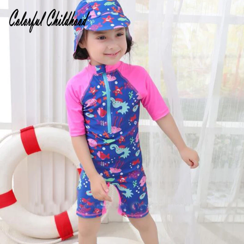 

Baby Girls Swimwear Cute Cartoon Pattern Print Zipper One Piece Girls Bathing Suit Toddler Infant Baby Sun Protection Swimsuit