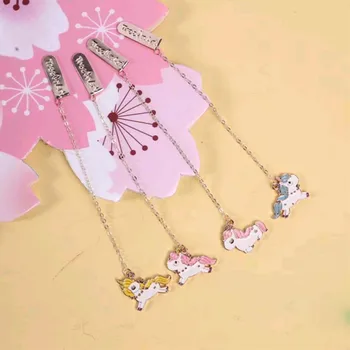 

Cute Unicorn Bookmark for book markers Cartoon metal pendant paper clip School Office Supplies stationery gift escolar