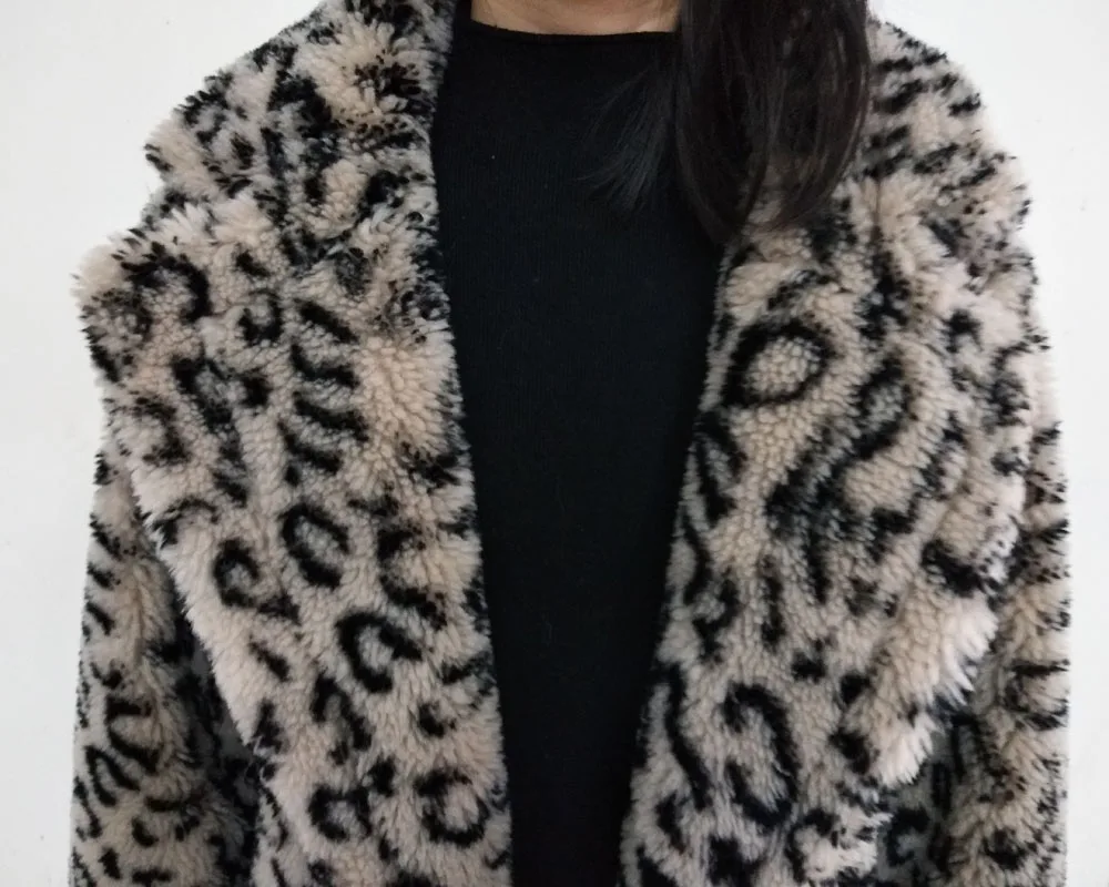 Leopard Wool Fur Kaban Winter Coat Women Long Real Fur Coat Teddy Bear Sheep Shearing Manteau Femme Hiver Clothes 2018 Plus Size