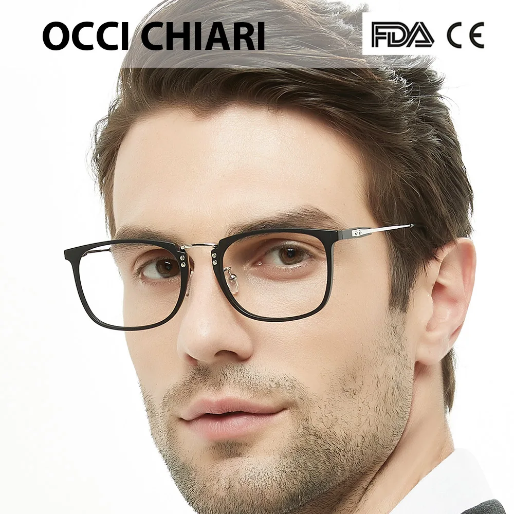 

Korean Fashion Eye Glasses Frame Clear Lens Optical Eyeglasses Black Blue Eyewear Frames Spectacle for Men OCCI CHIARI OC2002