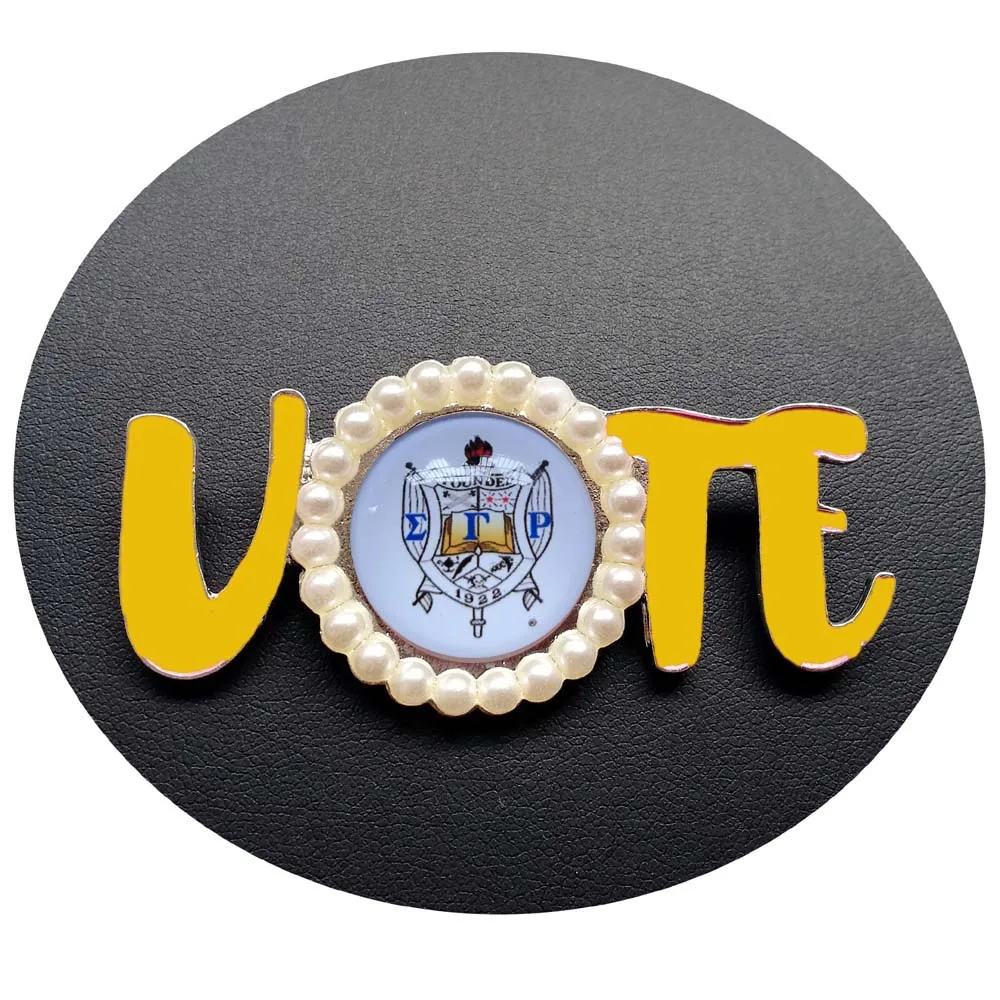 

Topvesko Sorority Crest SGR shield Greek Brooch Sigma Gamma Rho Pearl VOTE Pin