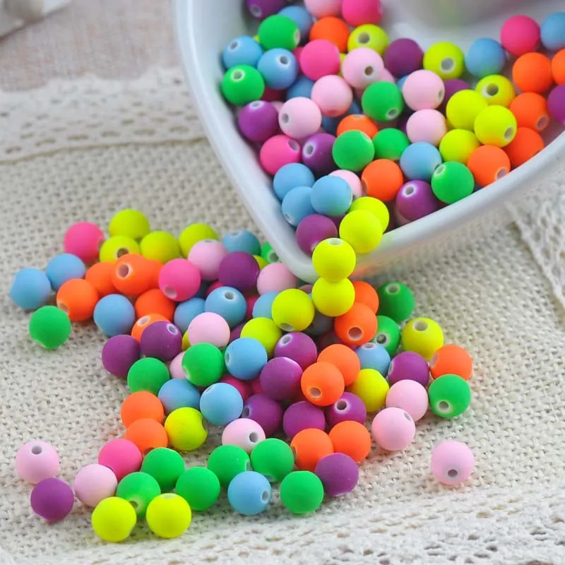 

6mm 200pcs mixed Matte Fluorescent Neon Round Acrylic Seed Spacer Beads For Jewelry findings YKL0084-6X