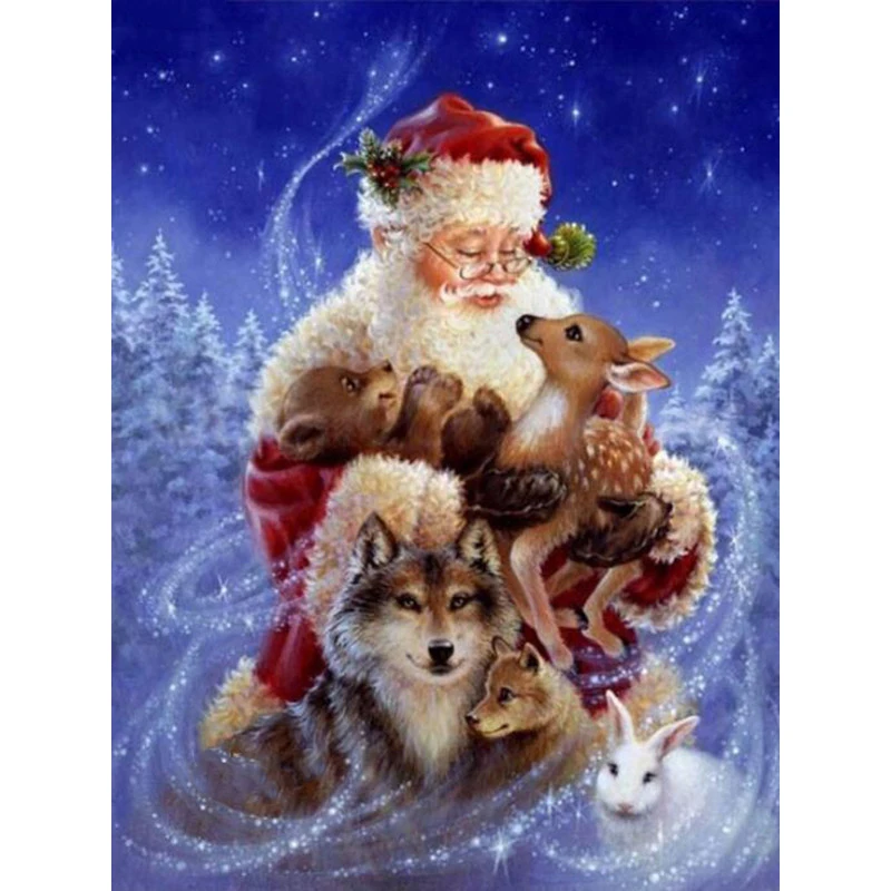 

Full 5D Diy Daimond Painting Cross-stitch "Santa Claus" 3D Diamond Mosaic Round Rhinestones Painting Embroidery Animals