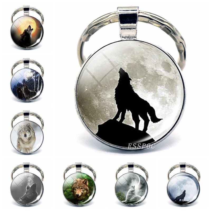 Кулон Wolf & Moon винтажный агрессивный брелок с волком мужская бижутерия стеклянный