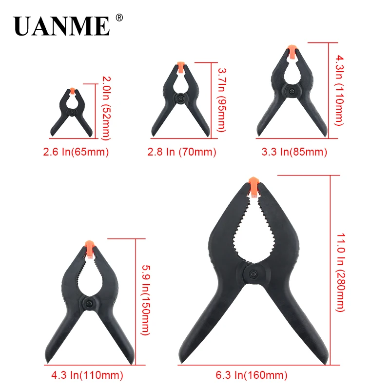 

2"-9" Heavy Duty Plastic Nylon Spring Clamps Clip Jaw Opening Craft Photo Clip for DIY Woodworking Tools
