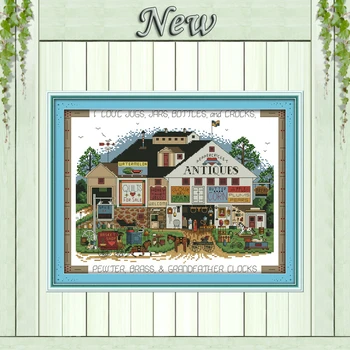 

Shopping Festival shop Scenery painting,counted print on canvas DMC 14CT 11CT NKF DIY Cross Stitch Embroidery kit Needlework Set
