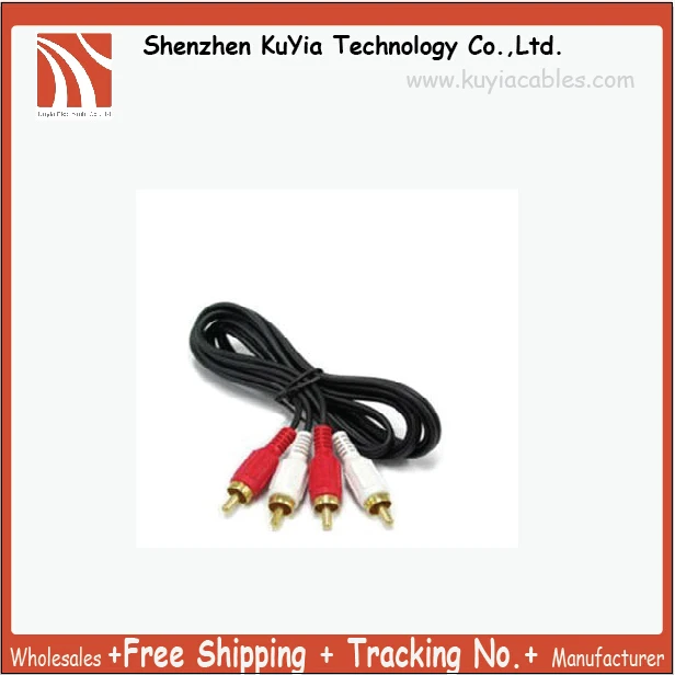 

KUYiA Free Shipping New 2RCA MALE TO 2 RCA MALE AV TV AUDIO VISUAL CABLE (red,white )