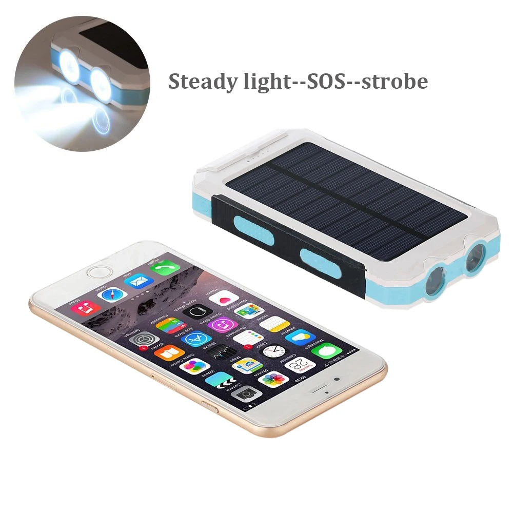 20000mAh Portable Dual LED Light Solar Power bank For Xiaomi Waterproof External Battery Charger Powerbank For iPhone Samsung