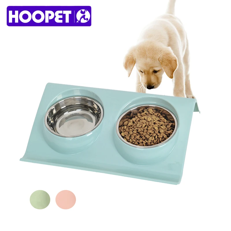 Двойные миски для домашних животных HOOPET из нержавеющей стали для собак, щенков, кошек, кормушка для домашних животных, миски для кормления, миски для собак